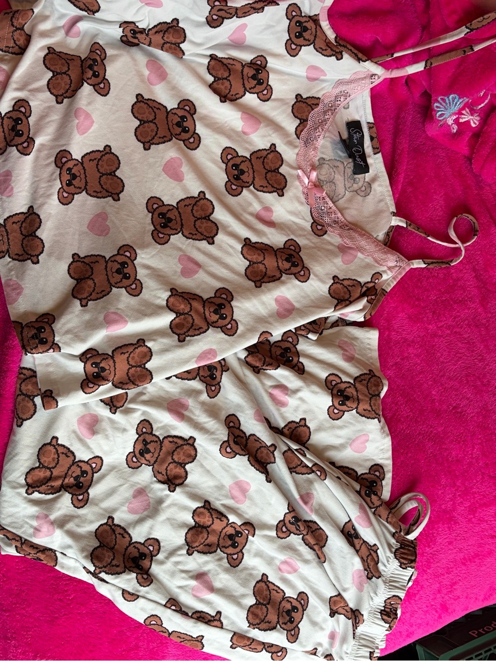 Girls' Pink Teddy Bear Pajama Set - Unbranded